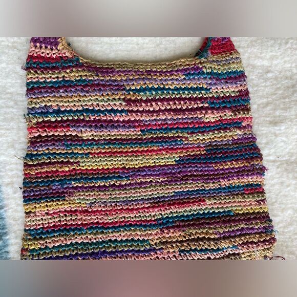 Multicolored Woven Summer Bag with Fringe - Picture 2 of 4